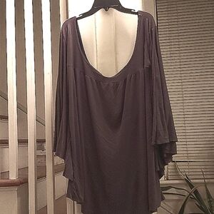 Poliana Plus Grey Knit Full Sleeve Off Shoulder Top XXL